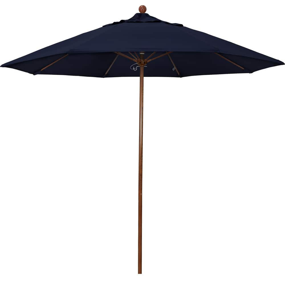 Patio Umbrellas; Diameter (Feet): 9; Height (Feet): 8.583; Fabric Color: Navy; Base Included: No; Canopy Fabric: Olefin; Fade Resistant: Yes; Additional Information: Push Lift; Frame Material: Aluminum