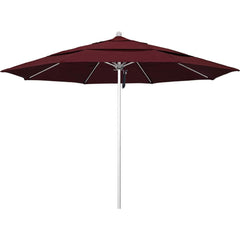 Patio Umbrellas; Diameter (Feet): 11; Height (Feet): 8.917; Fabric Color: Burgundy; Base Included: No; Canopy Fabric: Pacifica; Fade Resistant: Yes; Additional Information: Pulley Lift; Frame Material: Aluminum