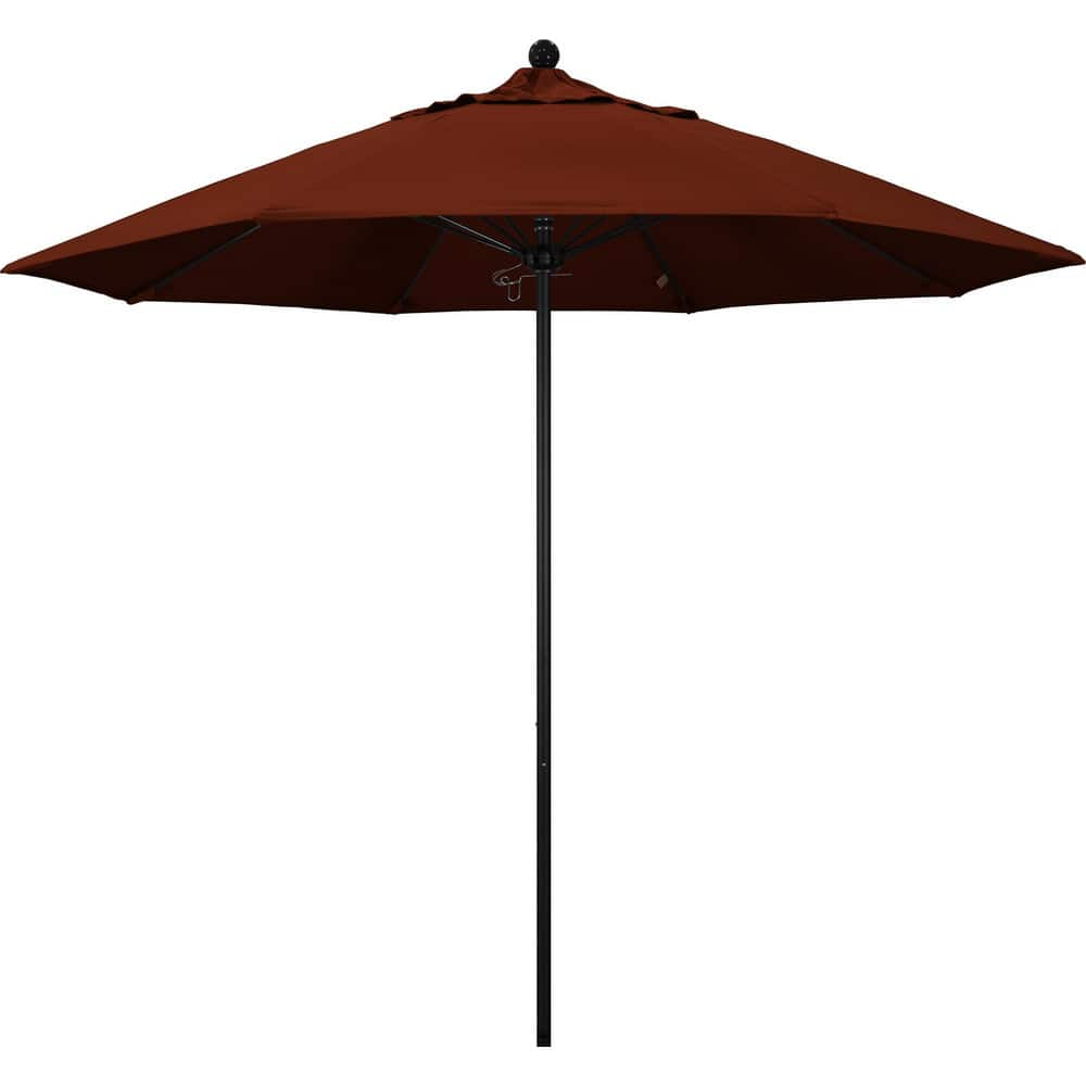 Patio Umbrellas; Diameter (Feet): 9; Height (Feet): 8.583; Fabric Color: Brick; Base Included: No; Canopy Fabric: Pacifica; Fade Resistant: Yes; Additional Information: Push Lift; Frame Material: Aluminum