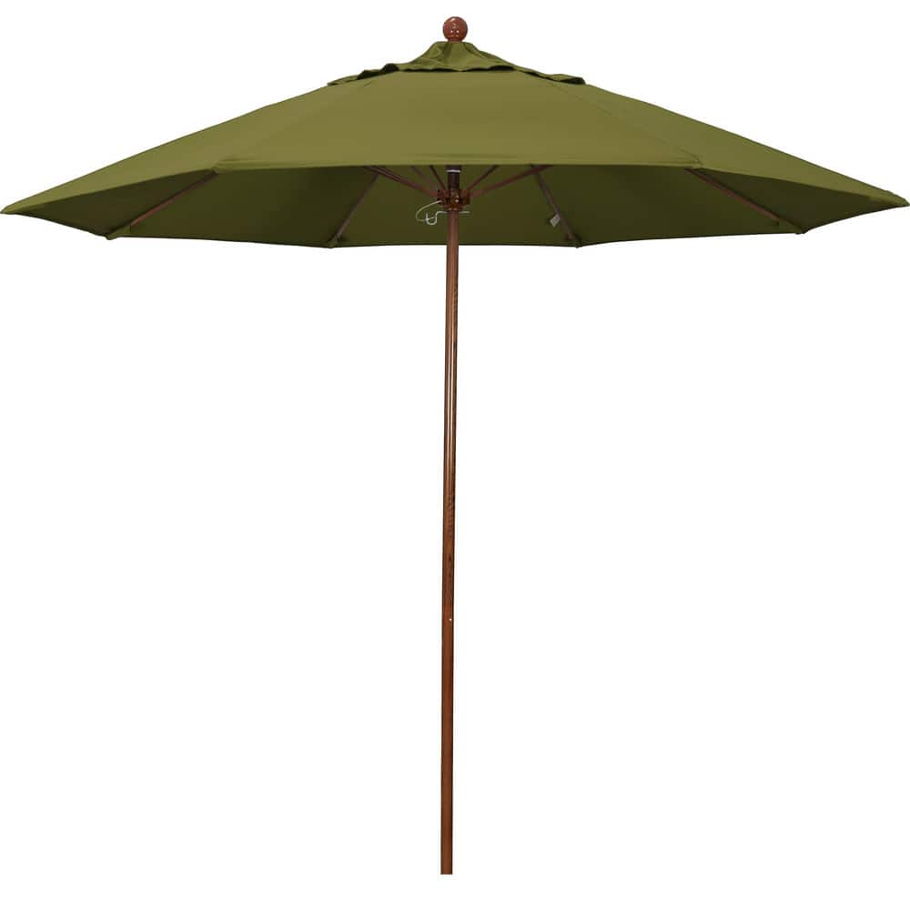 Patio Umbrellas; Diameter (Feet): 9; Height (Feet): 8.583; Fabric Color: Palm; Base Included: No; Canopy Fabric: Pacifica; Fade Resistant: Yes; Additional Information: Push Lift; Frame Material: Aluminum