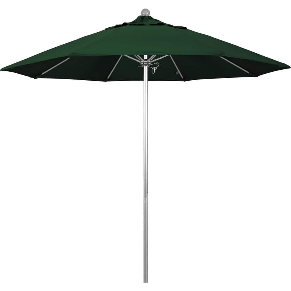 Patio Umbrellas; Diameter (Feet): 9; Height (Feet): 8.583; Fabric Color: Hunter Green; Base Included: No; Canopy Fabric: Pacifica; Fade Resistant: Yes; Additional Information: Push Lift; Frame Material: Aluminum