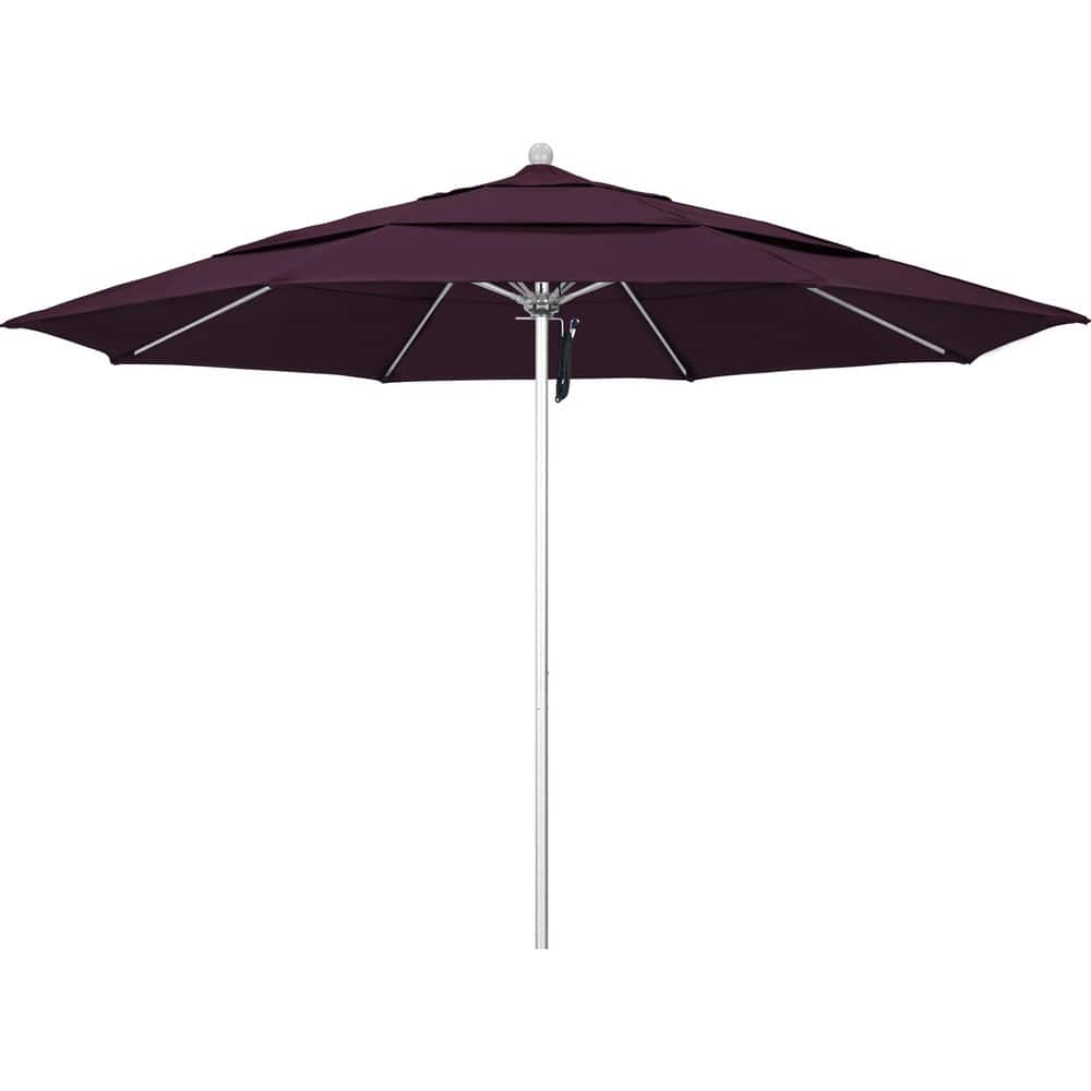 Patio Umbrellas; Diameter (Feet): 11; Height (Feet): 8.917; Fabric Color: Purple; Base Included: No; Canopy Fabric: Pacifica; Fade Resistant: Yes; Additional Information: Pulley Lift; Frame Material: Aluminum