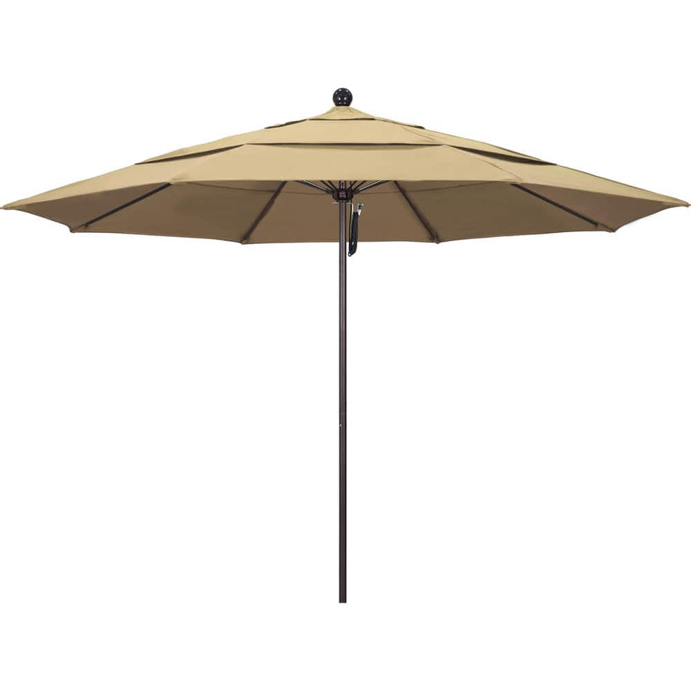 Patio Umbrellas; Diameter (Feet): 11; Height (Feet): 8.917; Fabric Color: Beige; Base Included: No; Canopy Fabric: Pacifica; Fade Resistant: Yes; Additional Information: Pulley Lift; Frame Material: Aluminum