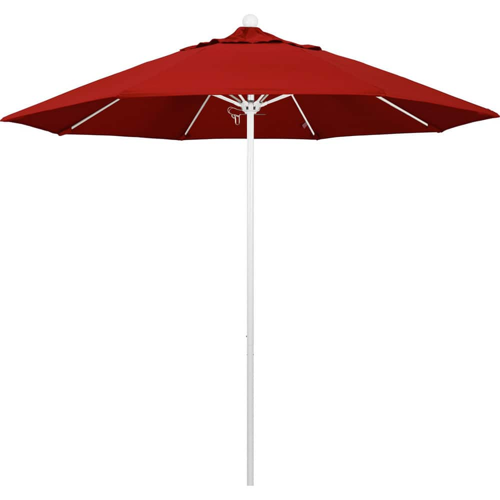 Patio Umbrellas; Diameter (Feet): 9; Height (Feet): 8.583; Fabric Color: Red; Base Included: No; Canopy Fabric: Pacifica; Fade Resistant: Yes; Additional Information: Push Lift; Frame Material: Aluminum