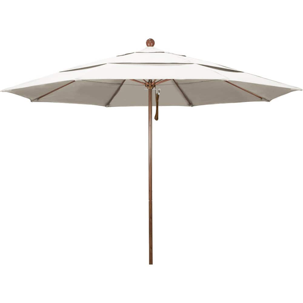 Patio Umbrellas; Diameter (Feet): 11; Height (Feet): 8.917; Fabric Color: Canvas; Base Included: No; Canopy Fabric: Pacifica; Fade Resistant: Yes; Additional Information: Pulley Lift; Frame Material: Aluminum