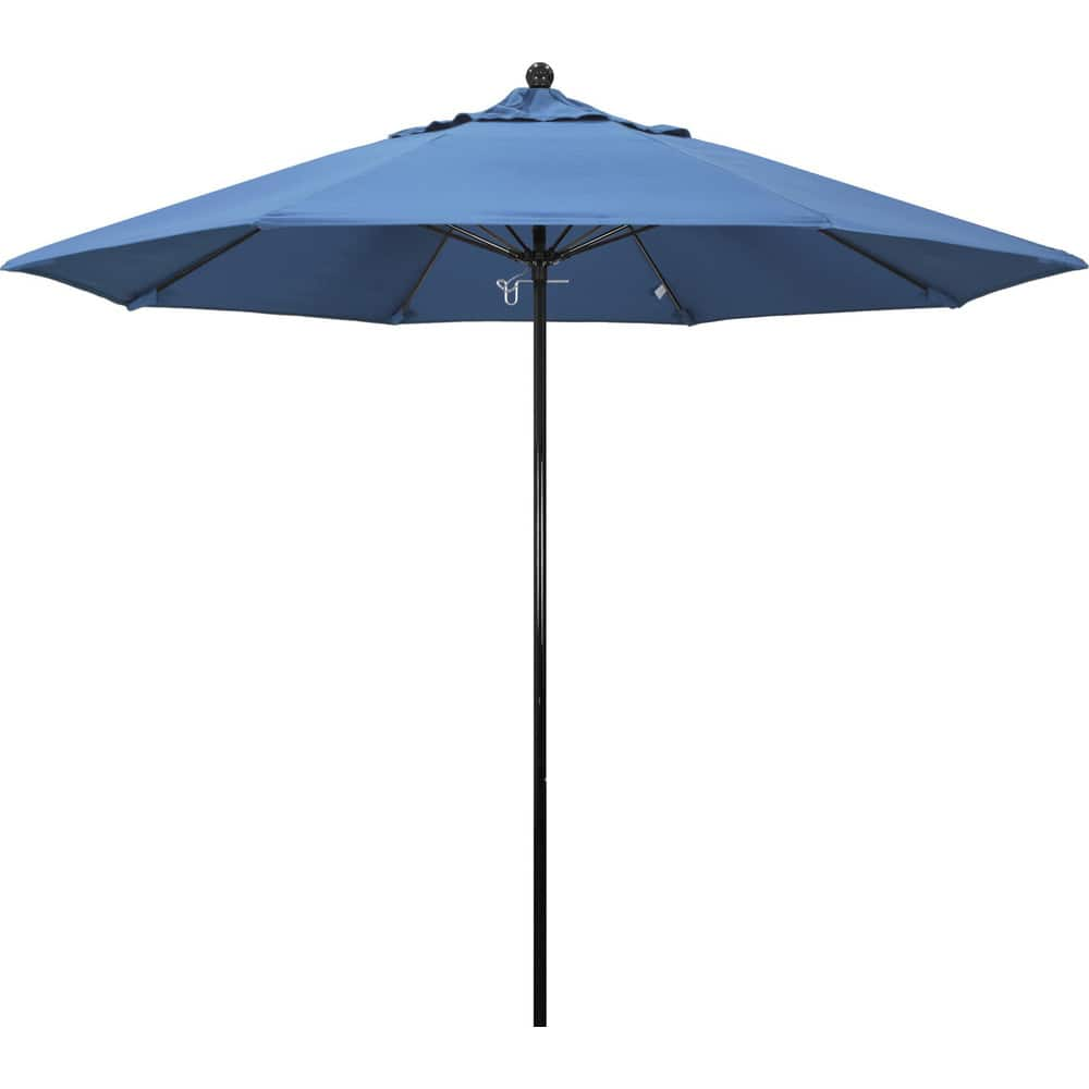 Patio Umbrellas; Diameter (Feet): 9; Height (Feet): 8.750; Fabric Color: Frost Blue; Base Included: No; Canopy Fabric: Olefin; Fade Resistant: Yes; Additional Information: Push Lift; Frame Material: Fiberglass