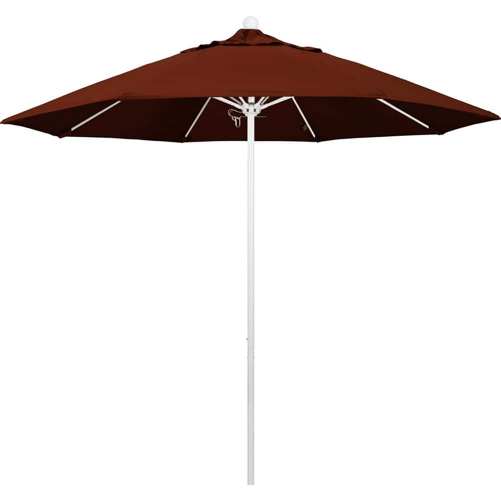 Patio Umbrellas; Diameter (Feet): 9; Height (Feet): 8.583; Fabric Color: Brick; Base Included: No; Canopy Fabric: Pacifica; Fade Resistant: Yes; Additional Information: Push Lift; Frame Material: Aluminum