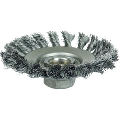 4″ Knot Wire Bevel Brush, .014″ Steel Fill, 5/8″-11 UNC Nut - Caliber Tooling