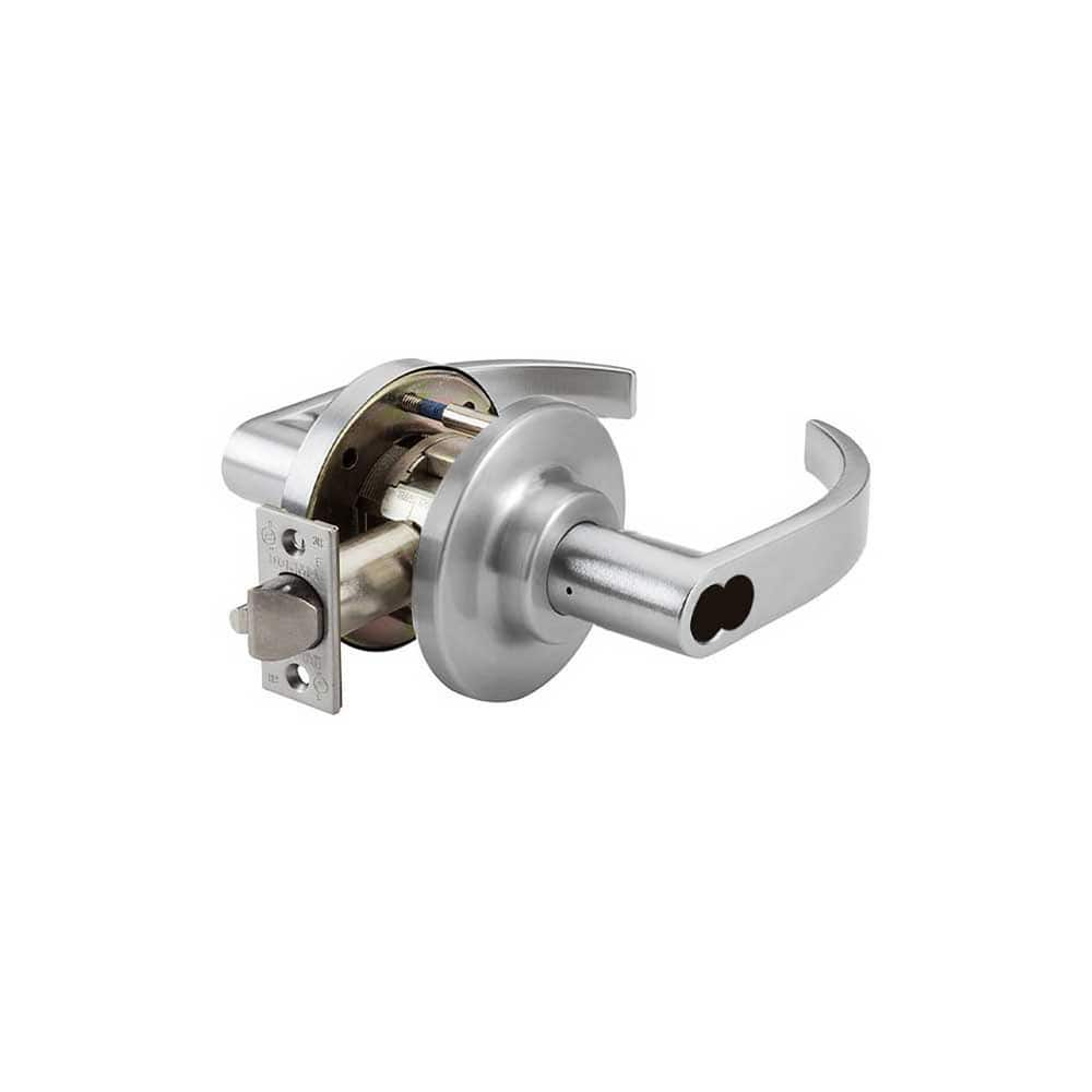 Lever Locksets; Type: Classroom; Key Type: Keyed Different; Strike Type: ANSI 4-7/8; Finish/Coating: Satin Chrome; Material: Steel; Material: Steel; Door Thickness: 1-3/4″ ™2-1/4″ ™; Backset: 2.75; Lockset Grade: Grade 1; Cylinder Type: Schlage LFIC Less