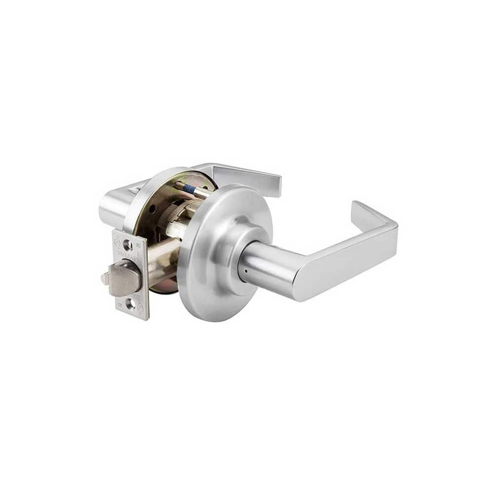 Lever Locksets; Type: Passage/Closet; Key Type: Keyless; Strike Type: ANSI 4-7/8; Finish/Coating: Satin Chrome; Material: Steel; Material: Steel; Door Thickness: 1-3/4″ ™2-1/4″ ™; Backset: 2.75; Lockset Grade: Grade 1; Cylinder Type: None; Minimum Order Q