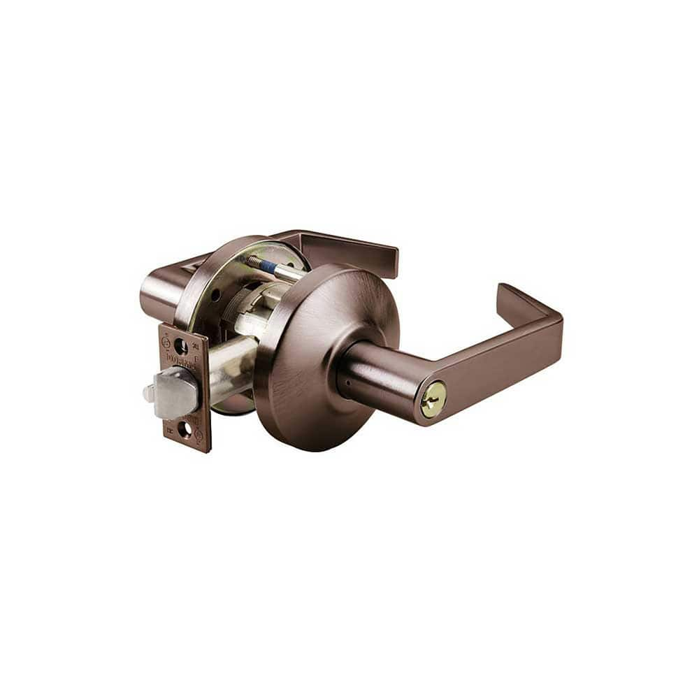 Lever Locksets; Type: Classroom; Key Type: Keyed Different; Strike Type: ANSI 4-7/8; Finish/Coating: Oil Rubbed Bronze; Material: Steel; Material: Steel; Door Thickness: 1-3/4″ ™2-1/4″ ™; Backset: 2.75; Lockset Grade: Grade 1; Cylinder Type: Conventional;