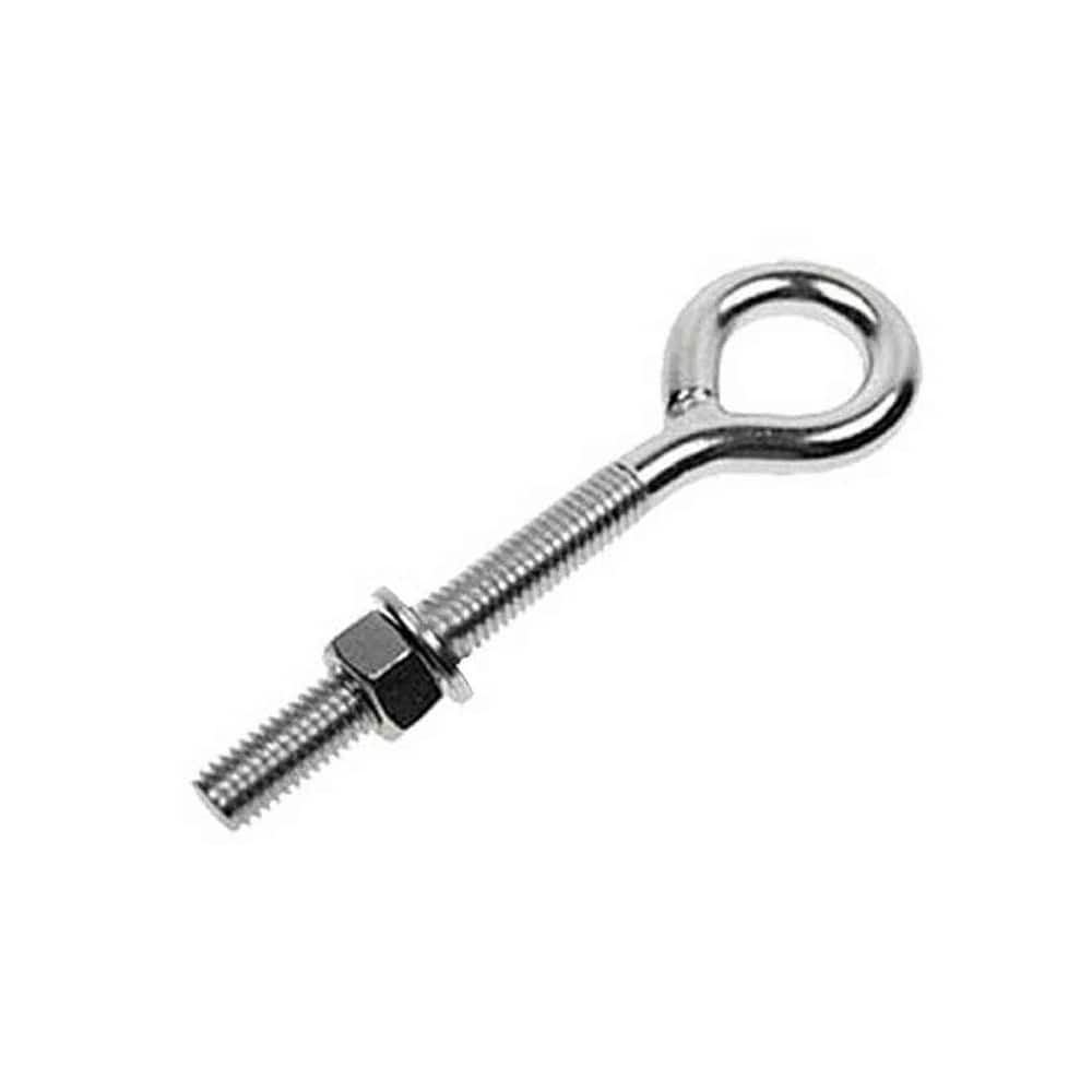 Fixed Lifting Eye Bolt: Without Shoulder, 7,200 lb Capacity, 3/4 ™ Thread, Steel Partially Threaded, 4-1/2″ Shank, 2″ Thread Length