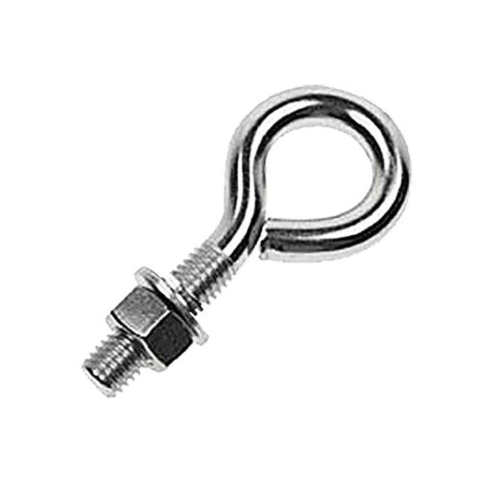 Fixed Lifting Eye Bolt: With Shoulder, 400 lb Capacity, 1/4 ™ Thread, Grade 316 Stainless Steel Fully Threaded, 1-9/16″ Shank