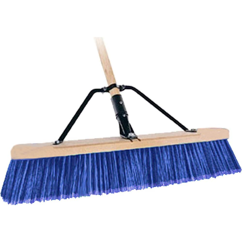 Push Broom: 24″ Wide, Plastic Bristle 3-3/4″ Bristle Length, Wood Block, Bolt-On Handle Connection, Handle Included