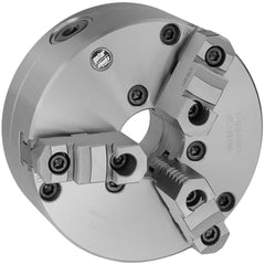 Self-Centering Manual Lathe Chuck: 3-Jaw,  10″ Dia Two-Piece Jaws, Front Mount, 3,500 Max RPM