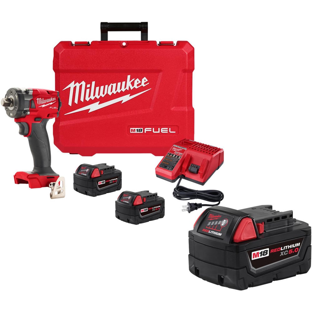 Cordless Impact Wrench: 18V, 1/2″ Drive, 3,200 BPM, 2,500 RPM 3 M18 RED LITHIUM Battery Included, Charger Included