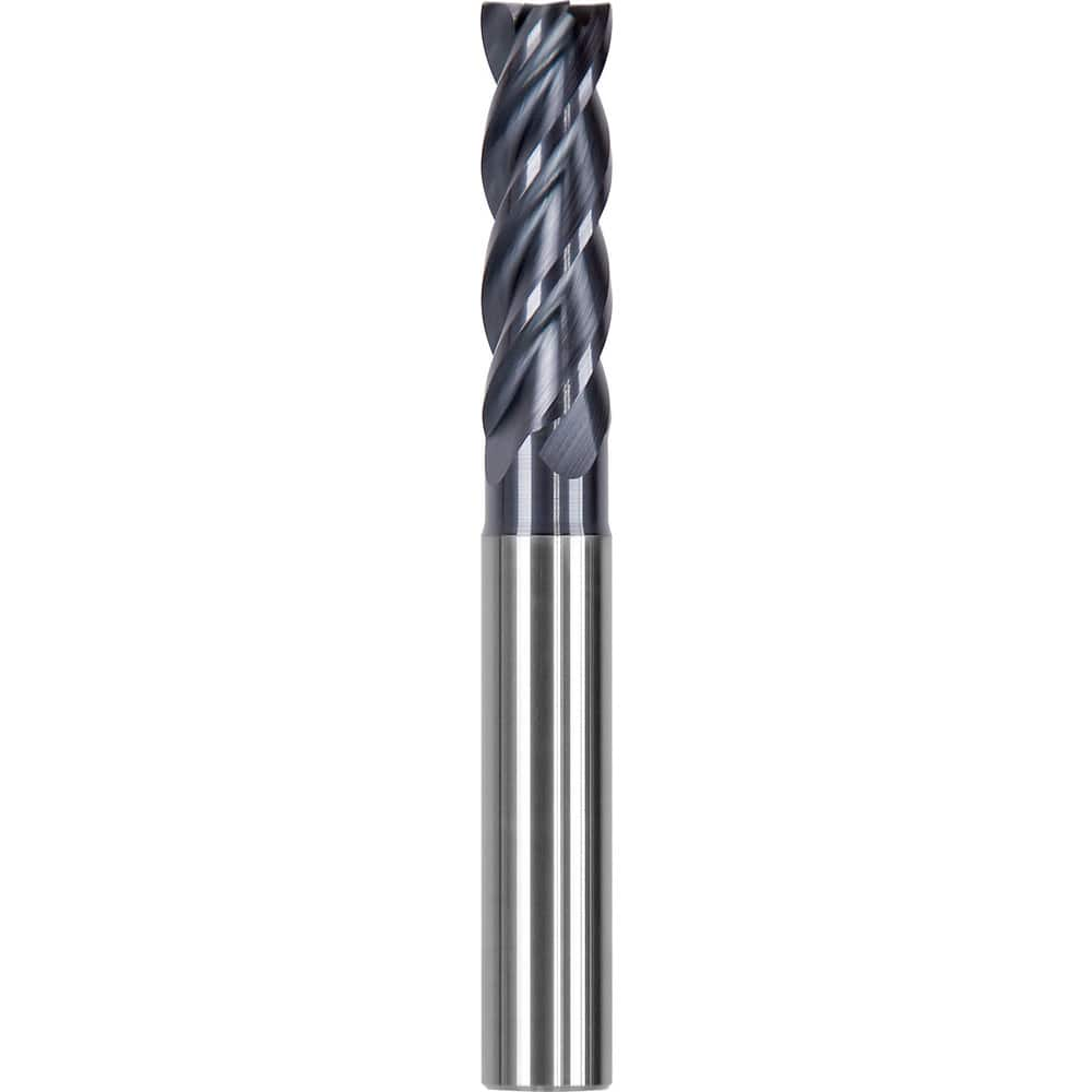 Corner Chamfer End Mill: 0.25″ Dia, 0.75″ LOC, 4 Flute, 0.005″ Chamfer Width, Solid Carbide 2-1/2″ OAL, 1/4″ Shank Dia, AlTiN Coated, Centercutting