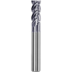 Corner Radius End Mill: 0.7087″ Dia, 1.2598″ LOC, 0.02″ Radius, 4 Flutes, Solid Carbide 3.66″ OAL, 0.7087″ Shank Dia, Helix, AlTiN Coated, Centercutting