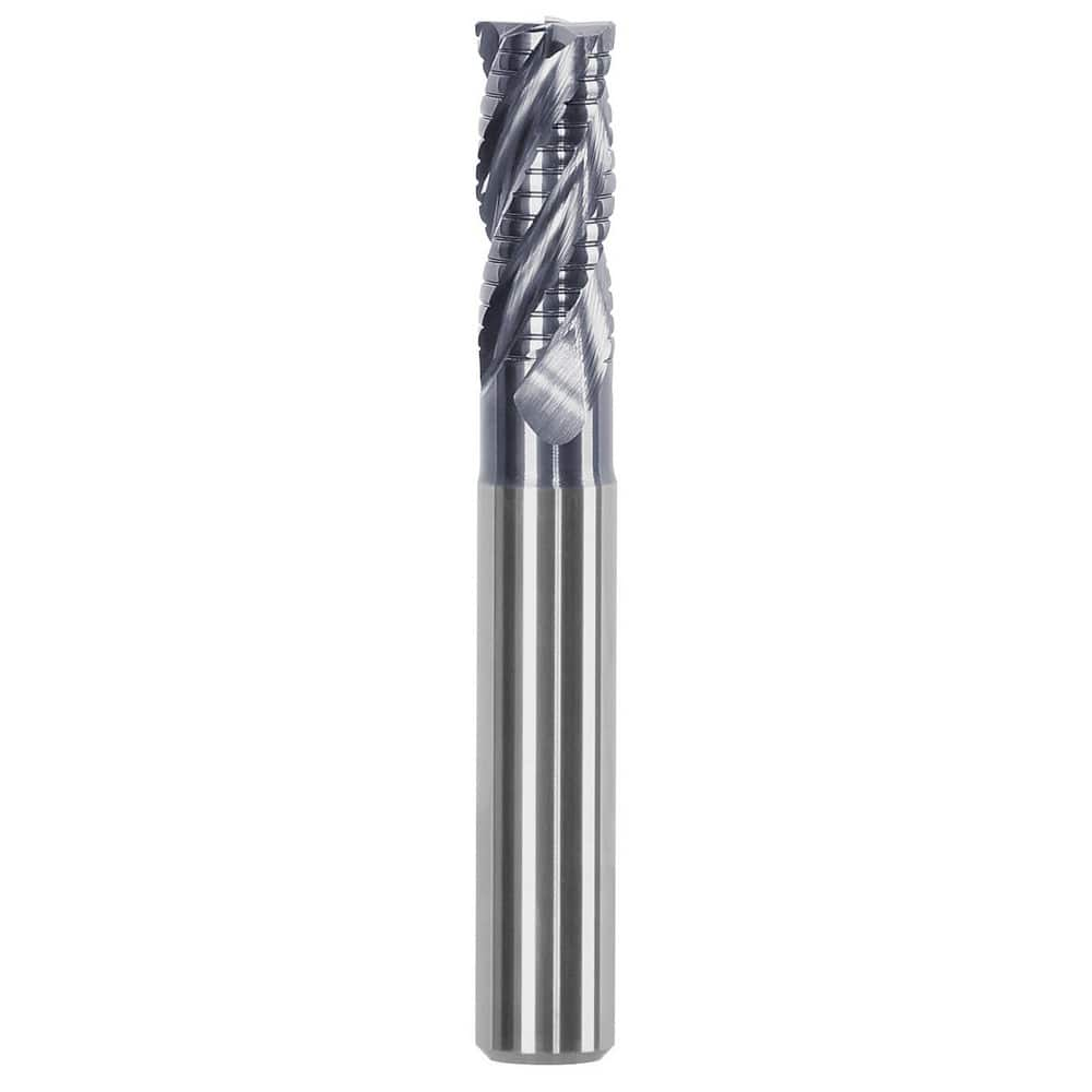 Corner Chamfer End Mill: 0.3937″ Dia, 0.8661″ LOC, 4 Flute, 0.0118″ Chamfer Width, Solid Carbide 2.87 mm OAL, AlTiN Coated, Centercutting