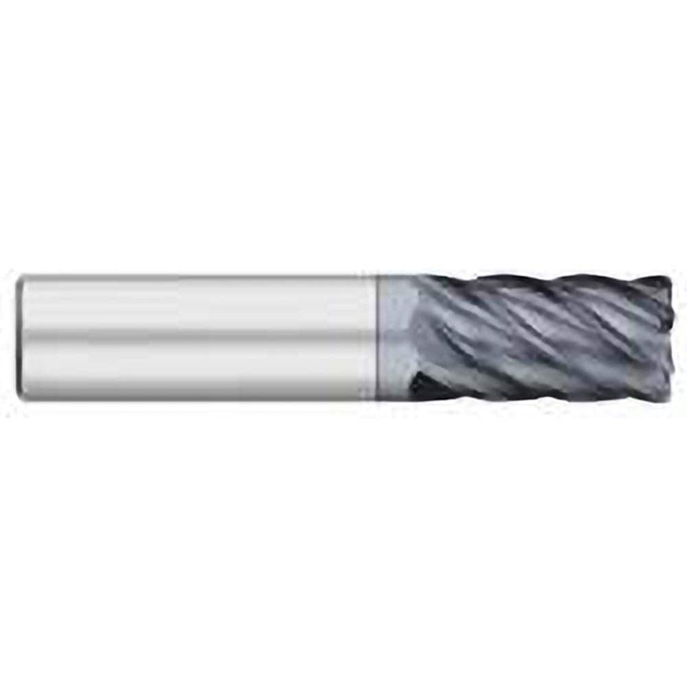 Corner Radius End Mill: 1/4″ Dia, 3/8″ LOC, 1/64″ Radius, 6 Flutes, Solid Carbide 2″ OAL, 1/4″ Shank Dia, 38 ° Helix, AlCromax Coated, Corner Radius End, Centercutting