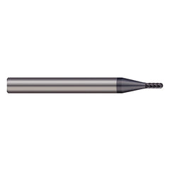 Ball End Mill: 0.093″ Dia, 0.5″ LOC, 6 Flute, Solid Carbide 2-1/2″ OAL, 1/4″ Shank Dia, 36 ° Helix, AlTiN Nano Coated, Single End