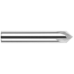 Chamfer Mill: 2 Flutes, Solid Carbide 4″ OAL, 1/4″ Shank Dia, Bright/Uncoated