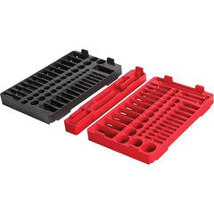 Milwaukee Tool - Socket Holders & Trays; Type: Tray ; Holds Number of Pieces: 106 ; Color: Red, Black ; Additional Information: Color Coded for Easy Parts Identification; 1/4 & 3/8" Drive Rachet & Socket Tray - Exact Industrial Supply