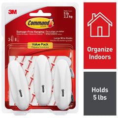 3M - All-Purpose & Utility Hooks; Type: Hooks Kit ; Overall Length (Inch): 4-9/64 ; Material: Metal ; Projection: 1.88 ; Color: White ; Material: Metal - Exact Industrial Supply