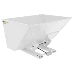 Stationary Tilt Hopper: 6,000 lb Capacity, 82″ Wide, 68.63″ Long, 51.8125″ High White, Powder Coated Steel, Hand Control