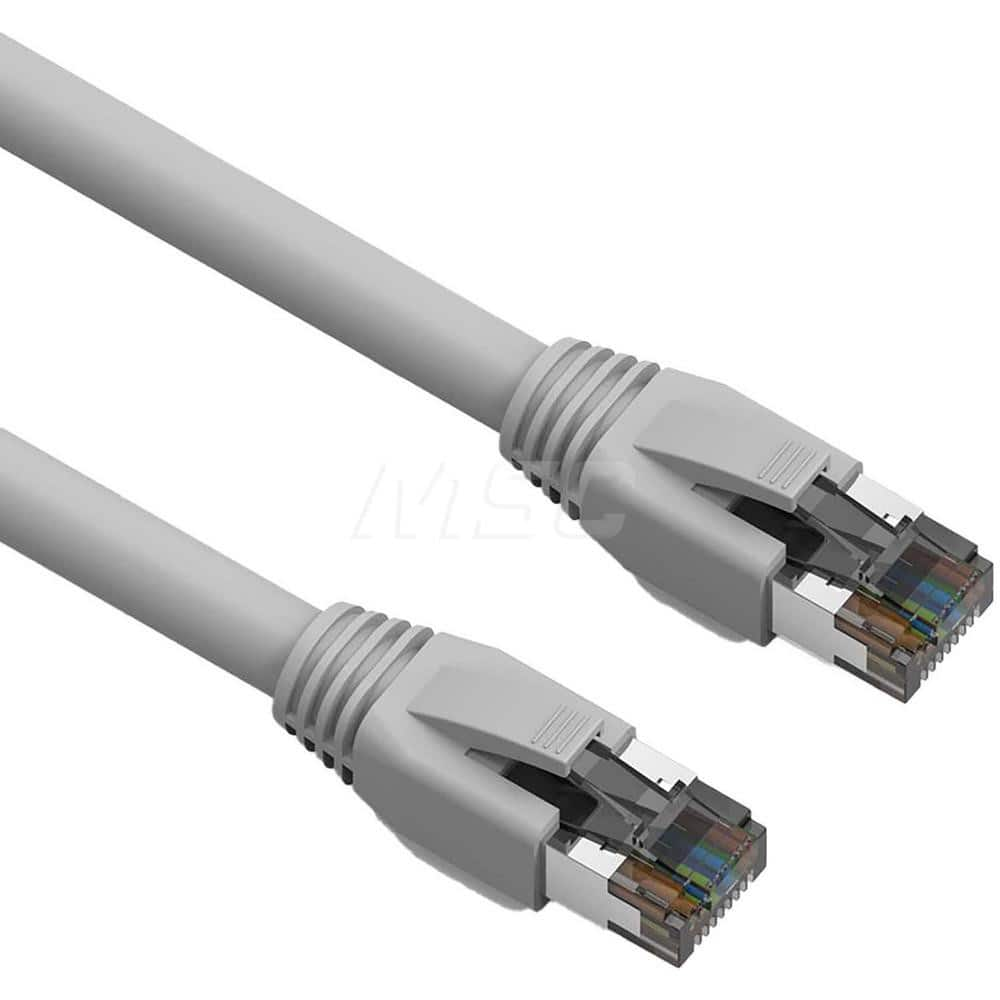 1' HD 24AWG AWG PVC Round Solid Straight Twisted-Pair (UTP/STP) CAT8 Ethernet Cable Double Shielded Braid, Flexible