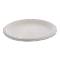 Plate & Tray: 9″ Dia, Fiber Blend Bagasse, Natural, Solid