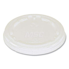 Cup Lid: Flat, PLA Compostable Plastic, Clear