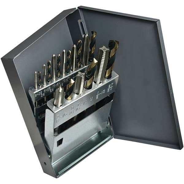 Cle-Line - Tap & Drill Sets Minimum Tap Thread Size (Inch): #6-32 Maximum Tap Thread Size (Inch): 1/2-13 - Caliber Tooling