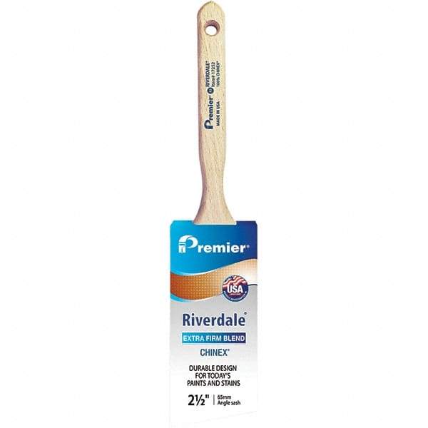 Premier Paint Roller - 2-1/2" Tapered Nylon Angular Brush - 2-15/16" Bristle Length, 7-1/2" Wood Sash Handle - Caliber Tooling