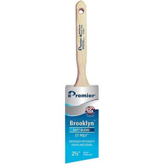 Premier Paint Roller - 2-1/2" Tapered Polyester Angular Brush - 2-15/16" Bristle Length, 7-1/2" Wood Sash Handle - Caliber Tooling