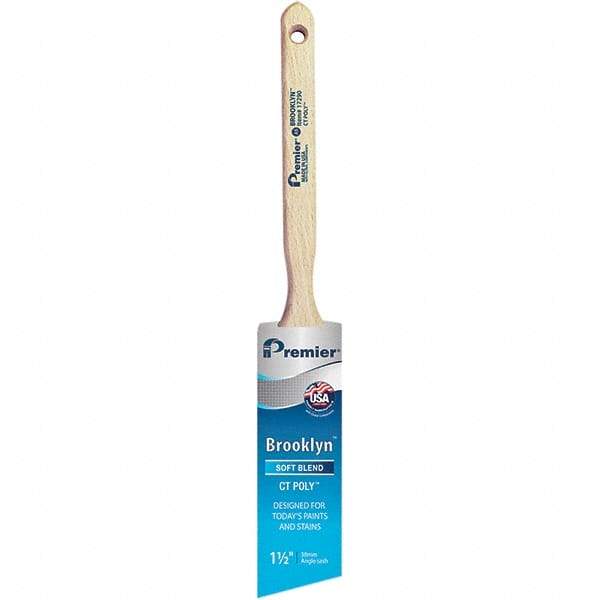 Premier Paint Roller - 1-1/2" Tapered Polyester Angular Brush - 2-3/16" Bristle Length, 7" Wood Sash Handle - Caliber Tooling