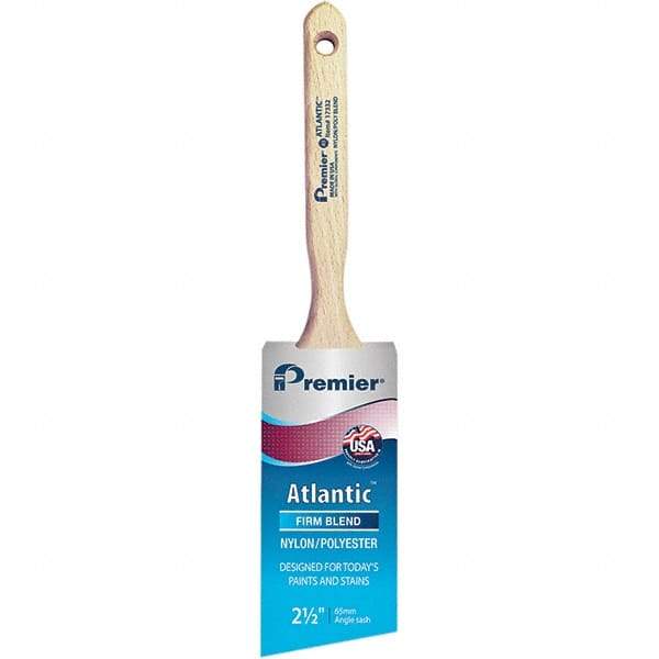 Premier Paint Roller - 2-1/2" Tapered Nylon/Polyester Angular Brush - 2-15/16" Bristle Length, 7-1/2" Wood Sash Handle - Caliber Tooling