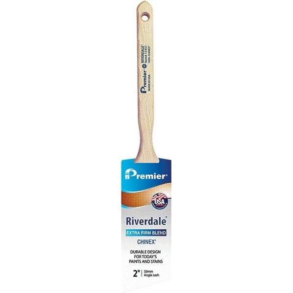 Premier Paint Roller - 2" Tapered Nylon Angular Brush - 2-11/16" Bristle Length, 7" Wood Sash Handle - Caliber Tooling