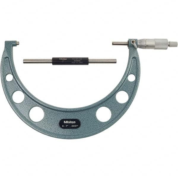 Mitutoyo - Mechanical Outside Micrometers Minimum Measurement (Decimal Inch): 6 Maximum Measurement (Decimal Inch): 7 - Caliber Tooling