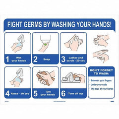 NMC - "Fight Germs By Washing Your Hands!", 24" Wide x 18" High, Paper Safety Sign - Caliber Tooling