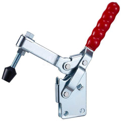 Manual Hold-Down Toggle Clamp: Vertical, 750 lb Capacity, U-Bar, Straight Base 58 ° Handle Movement, 105 ° Bar Opening, Plastic