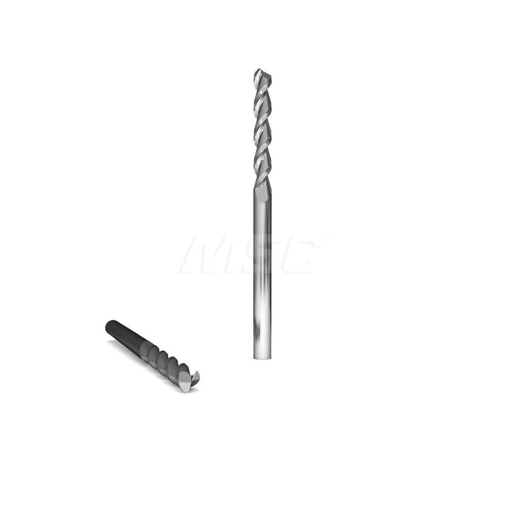 Square End Mill: 7/16'' Dia, 1'' LOC, 7/16'' Shank Dia, 2-3/4'' OAL, 2 Flutes, Solid Carbide Single End, Uncoated, Upcut Flute, 45 ° Helix, Centercutting, RH Cut, RH Flute, Series 2010