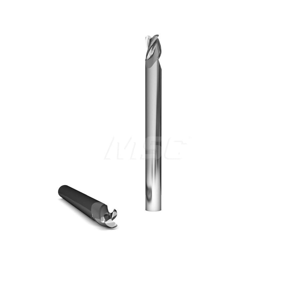 Square End Mill: 1/2'' Dia, 1-1/2'' LOC, 1/2'' Shank Dia, 4'' OAL, 3 Flutes, Solid Carbide Single End, Uncoated, Upcut Flute, 37 ° Helix, Centercutting, RH Cut, RH Flute, Series 2030