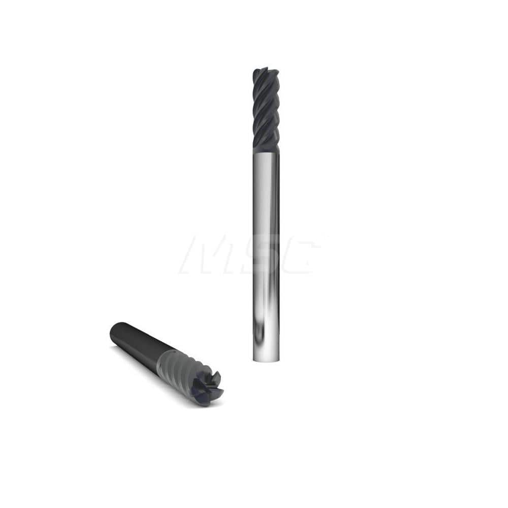 Square End Mill: 3/8'' Dia, 1'' LOC, 3/8'' Shank Dia, 2-1/2'' OAL, 5 Flutes, Solid Carbide Single End, AlTiN Finish, Upcut Flute, 45 ° Helix, Centercutting, RH Cut, RH Flute, Series 220