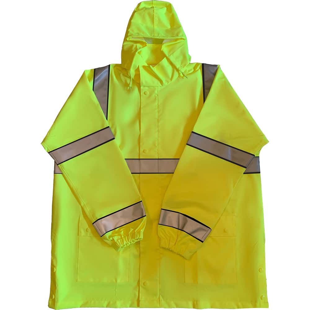 Louisiana Professional Wear - Rain & Chemical Wear; Garment Style: Rain Jacket ; Garment Type: Breathable; Hi-Visibility; Waterproof; Rain ; Material: Polyester/Polyurethane ; Size: 4X-Large ; Color: Fluorescent Yellow ; Certification Type: ANSI/ISEA 107 - Exact Industrial Supply