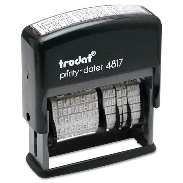 Trodat - Pre-inked Custom Stamps Type: Custom Stamp - 12 Message Dater Message: Date/Answered/Received/Entered/Backordered/Cancelled/Charged/PAID/Checked/Shipped/Billed/Delivered/Faxed - Caliber Tooling