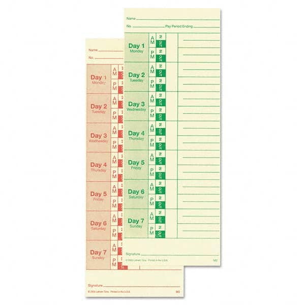 Lathem Time - Time Cards & Time Clock Accessories Type: Bi-Weekly/Weekly Time Cards For Use With: All Side Print Time Clocks - Caliber Tooling