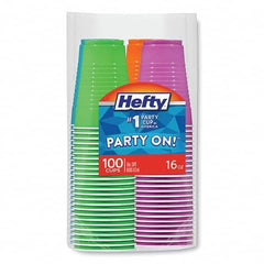 Hefty - Easy Grip Disposable Plastic Party Cups, 16 oz, Assorted, 100/Pack - Caliber Tooling