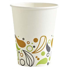 Deerfield Printed Paper Hot Cups, 12 oz, 1000/Carton White, Green, Orange, Gray