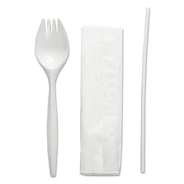 Boardwalk - School Cutlery Kit, Napkin/Spork/Straw, White, 1000/Carton - Caliber Tooling